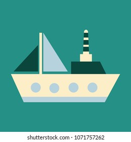 Ship icon flat. pictogram on background. Vector illustration symbol