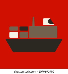 Ship icon flat. pictogram on background. Vector illustration symbol
