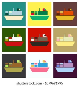 Ship icon flat. pictogram on background. Vector illustration symbol