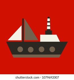 Ship icon flat. pictogram on background. Vector illustration symbol