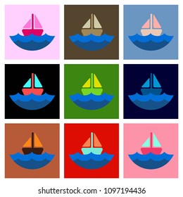 Ship icon flat. pictogram on background. Vector illustration symbol