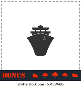 Ship icon flat. Simple vector symbol and bonus icon