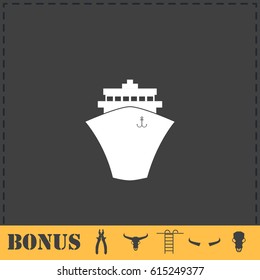 Ship icon flat. Simple vector symbol and bonus icon