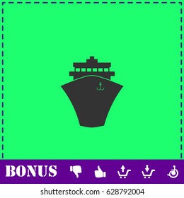Ship icon flat. Simple vector symbol and bonus icon
