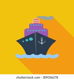 Ship icon. Flat vector related icon with long shadow for web and mobile applications. It can be used as - logo, pictogram, icon, infographic element. Vector Illustration.