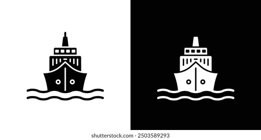 Ship icon Flat vector set outline