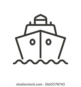 Ship icon, front view. Boat symbol. Vector isolated illustration.