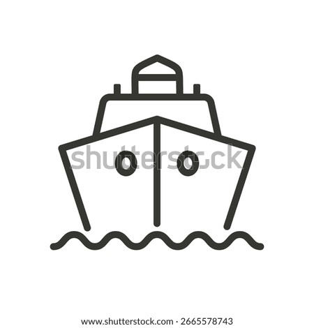 Ship icon, front view. Boat symbol. Vector isolated illustration.