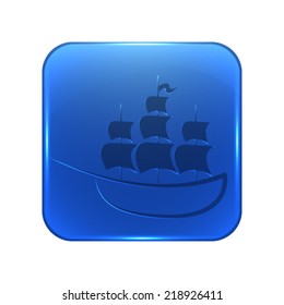 Ship icon - glossy blue button