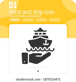 icono de envío con signo vectorial de mano con estilo plano aislado en fondo blanco. Icono de símbolo de símbolo de icono de la ilustración del vector vectorial concepto para web, ui, ux, sitio web, negocios, logística, entrega y aplicaciones 