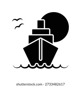 Plantilla de diseño de Vector de ilustración de icono de barco