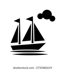 Plantilla de diseño de Vector de ilustración de icono de barco