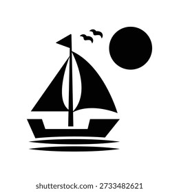 Plantilla de diseño de Vector de ilustración de icono de barco