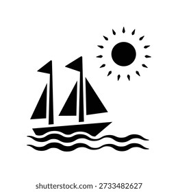 Plantilla de diseño de Vector de ilustración de icono de barco