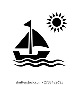 Plantilla de diseño de Vector de ilustración de icono de barco