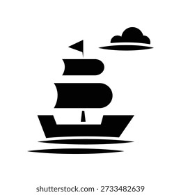 Plantilla de diseño de Vector de ilustración de icono de barco