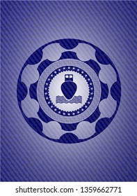 ship icon inside badge with jean texture