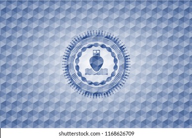 ship icon inside blue polygonal badge.