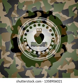 ship icon inside camouflaged emblem