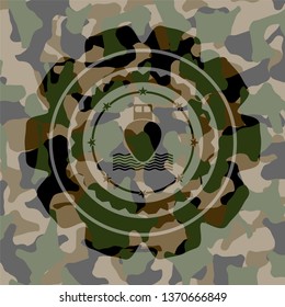 ship icon inside camouflaged emblem