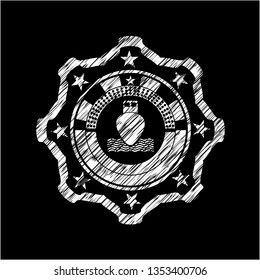 ship icon inside chalkboard emblem
