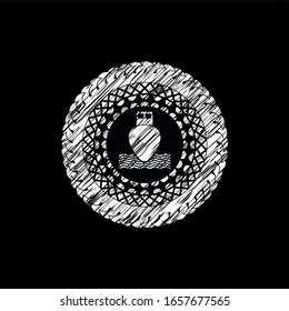 ship icon inside chalkboard emblem