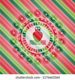ship icon inside christmas badge.