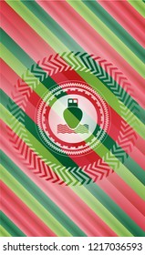 ship icon inside christmas emblem background.