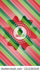 ship icon inside christmas style badge.. 