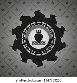 ship icon inside dark badge or emblem