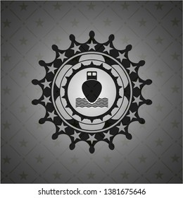 ship icon inside dark badge or emblem