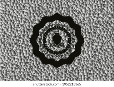 ship icon inside dark icon or emblem with bubbles background. Vector Illustration. Detailed. 