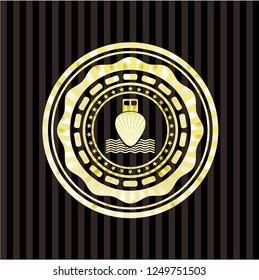 ship icon inside gold emblem or badge