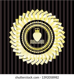 ship icon inside gold shiny badge