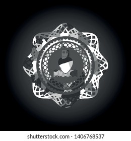 ship icon inside grey camouflage texture