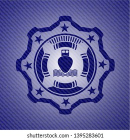 ship icon inside jean background
