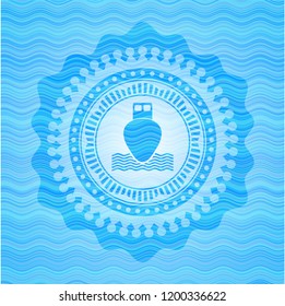ship icon inside light blue water wave badge.