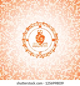 ship icon inside orange mosaic emblem