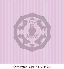 ship icon inside pink icon or emblem