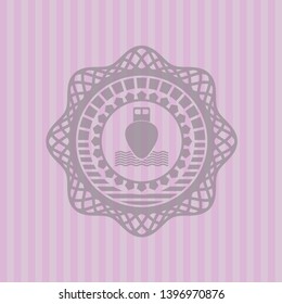 ship icon inside pink emblem. Retro