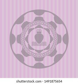 ship icon inside pink emblem. Retro