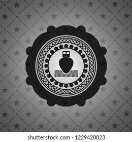 ship icon inside realistic dark emblem