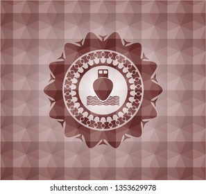 ship icon inside red badge with geometric background. Seamless.