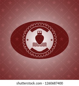 ship icon inside red emblem. Retro
