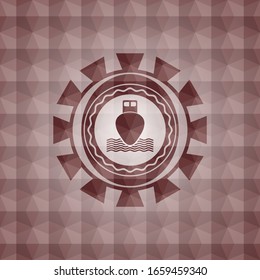 ship icon inside red seamless geometric badge.