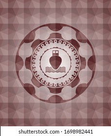 ship icon inside red seamless geometric badge.