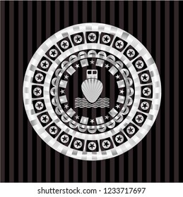 ship icon inside silver badge or emblem