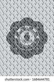 ship icon inside silver color emblem. Scales pattern. Vector Illustration. Detailed.
