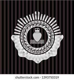 ship icon inside silver shiny badge