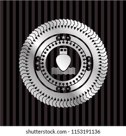 ship icon inside silvery badge